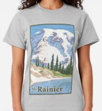 Vintage Mount Rainier Travel Poster Classic T-Shirt