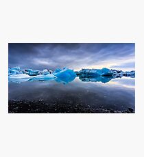 Sunset Lagoon: Glaciers at Jökulsárlón, Iceland Photographic Print