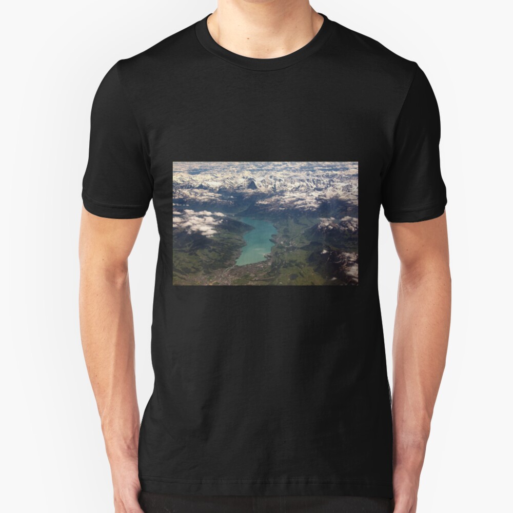 Lake Thun: North Face of the Eiger, Moench and Jungfrau Slim Fit T-Shirt