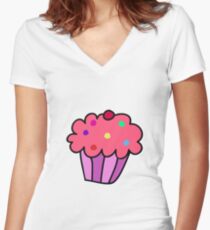 Pink Cupcake Women's Fitted V-Neck T-Shirt