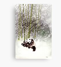 Pandas In The Snow Canvas Print
