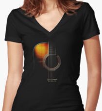 Colour Acoustic Guitar Hi-Lite Women's Fitted V-Neck T-Shirt