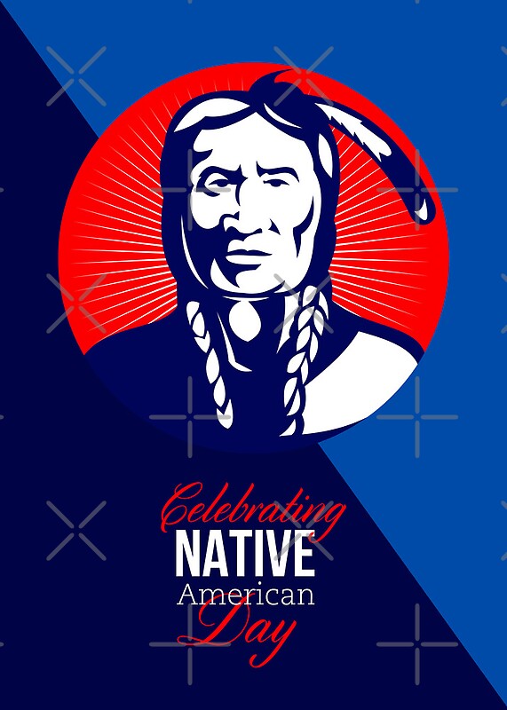 "Celebrating Native American Day Retro Greeting Card" by patrimonio