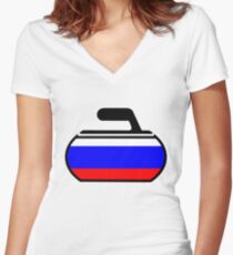 Russian Curling Women's Fitted V-Neck T-Shirt