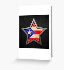 Puerto Rican Flag Inside of an Aged and Scratched Star Greeting Card