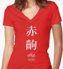 Monogatari Red Scene, Aka Women's Fitted V-Neck T-Shirt