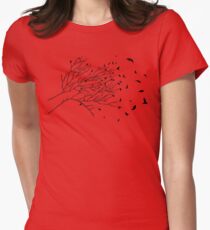 Tree Birds (Black & White) Women's Fitted T-Shirt