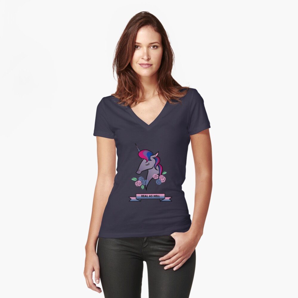 Bisexual unicorn Fitted V-Neck T-Shirt
