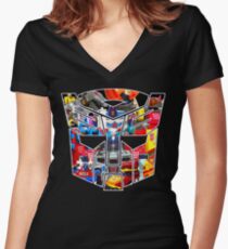 TRANSFORMERS FIGURES!!! Generation 1 Autobot Logo Women's Fitted V-Neck T-Shirt