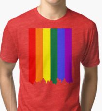 LGBT Gay Pride Rainbow Drip Paint Tri-blend T-Shirt