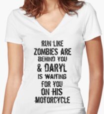 Run Like Daryl Is Waiting Women's Fitted V-Neck T-Shirt