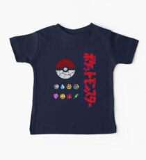 Cracked Pokeball and Badges Kanto version with Logo Baby Tee