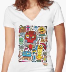 CRAZY DOODLE Women's Fitted V-Neck T-Shirt