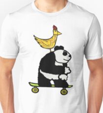 A Chiken on a Panda on a Skateboard are Chilling Unisex T-Shirt