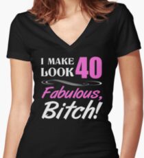 Fabulous 40th Birthday T-Shirt Women's Fitted V-Neck T-Shirt