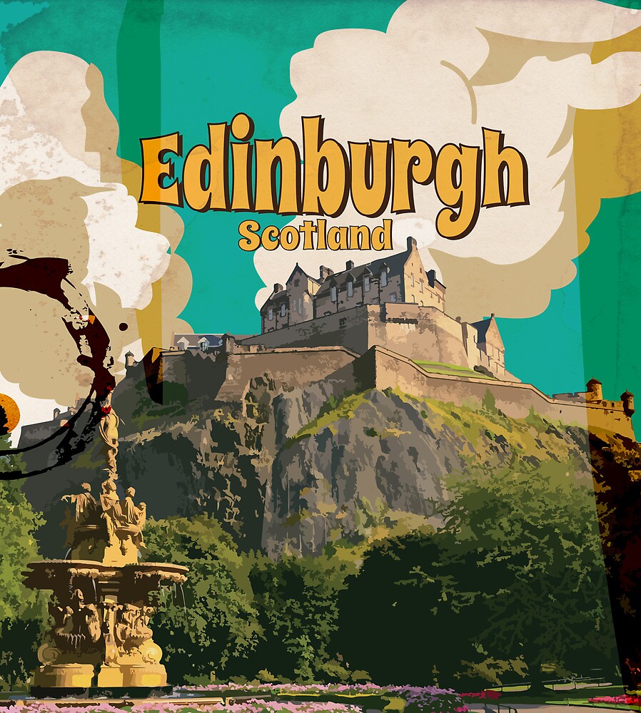 "Edinburgh Vintage Travel Poster" by vectorwebstore Redbubble