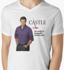 He Really Is Ruggedly Handsome - Castle Nathan Fillion Men's V-Neck T-Shirt