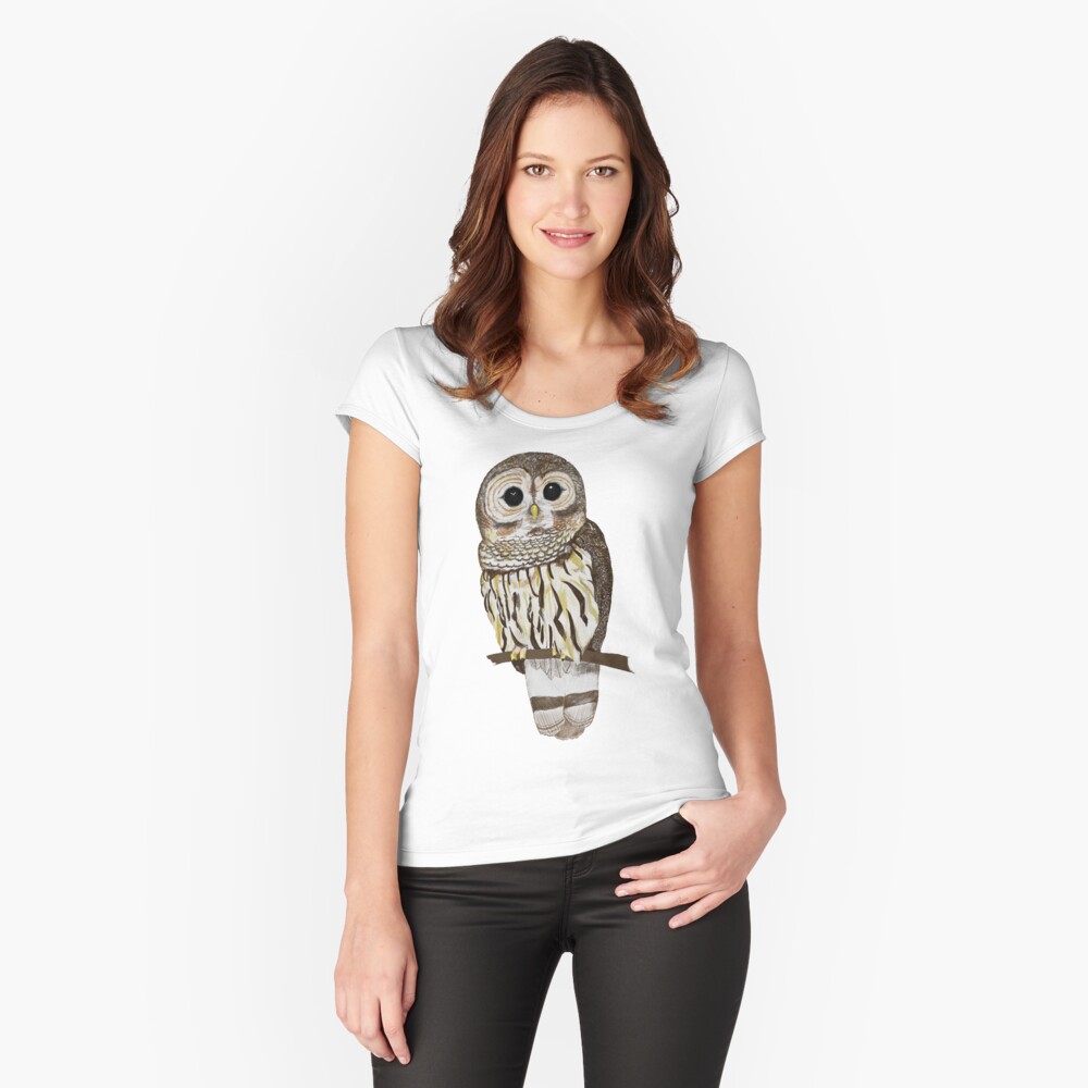 Hand drawn Barn Owl Fitted Scoop T-Shirt