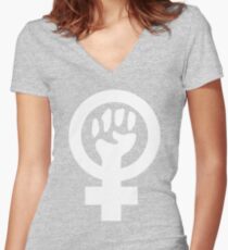 Feminist (white) Women's Fitted V-Neck T-Shirt