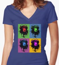 Monkey Warhol Women's Fitted V-Neck T-Shirt