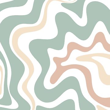 Artwork thumbnail, Liquid Swirl Retro Abstract in Light Sage Celadon Green, Light Blush, Cream, and White by kierkegaard