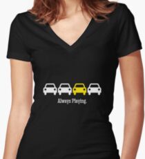Cabin Pressure - Always Playing Yellow Car Women's Fitted V-Neck T-Shirt