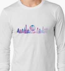 Orlando Future Theme Park Inspired Skyline Silhouette Long Sleeve T-Shirt