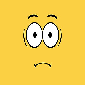 Funny scared face expression cartoon illustration Poster for Sale