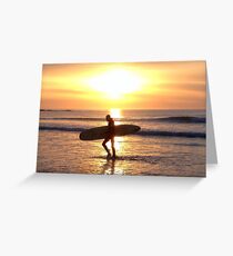 Surfer Sunset at Ballyliffen Greeting Card
