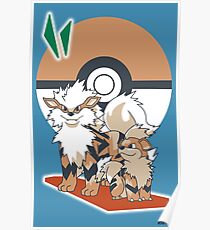 Pokemon Growlithe & Arcanine Poster