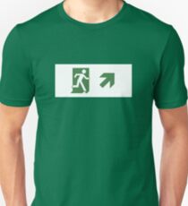 Running Man Emergency Exit Sign, Right Hand Diagonally Up Arrow Unisex T-Shirt