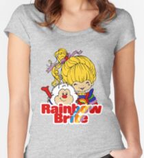 Rainbow Brite - Group - Rainbow & Twink - Large - Color Women's Fitted Scoop T-Shirt