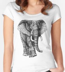 Ornate Elephant v.2 Women's Fitted Scoop T-Shirt