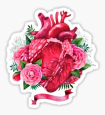 Watercolor heart with floral design Sticker