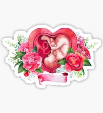 Watercolor fetus inside the womb Sticker