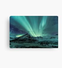 Aurora Borealis over glacier Canvas Print