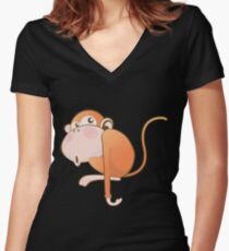 Funny Monkey Women's Fitted V-Neck T-Shirt