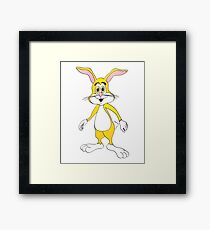 Yellow Cartoon Bunny Rabbit Framed Print