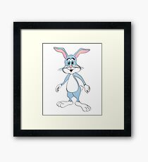 Blue Cartoon Bunny Rabbit Framed Print