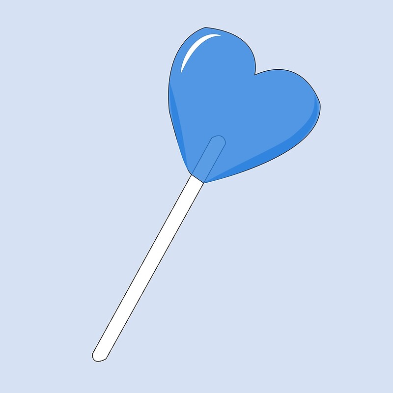 "Cute blue heart lollipop " by ShadowstarArt Redbubble