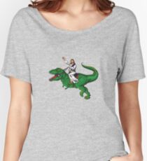 Jesus Riding a Dinosaur Women's Relaxed Fit T-Shirt