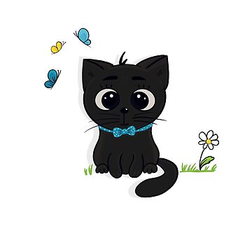 Artwork thumbnail, A Cute  and funny cat and butterflies by vectormarketnet