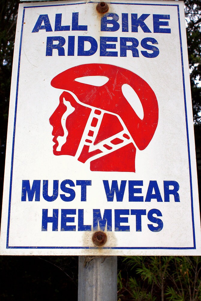"Helmet Awareness Sign" by jimrac Redbubble