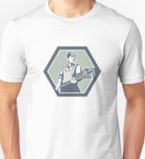 Plumber Holding Plumbing Wrench Retro Unisex T-Shirt
