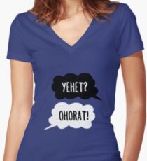Yehet? Ohorat! - Sehun EXO (EXO-K) Tailliertes T-Shirt mit V-Ausschnitt