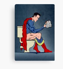 Superhero On Toilet Canvas Print