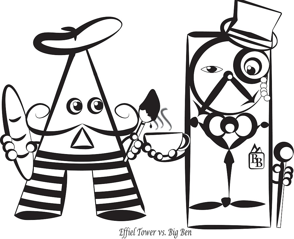 "Eiffel Tower vs. Big Ben" by mquach Redbubble