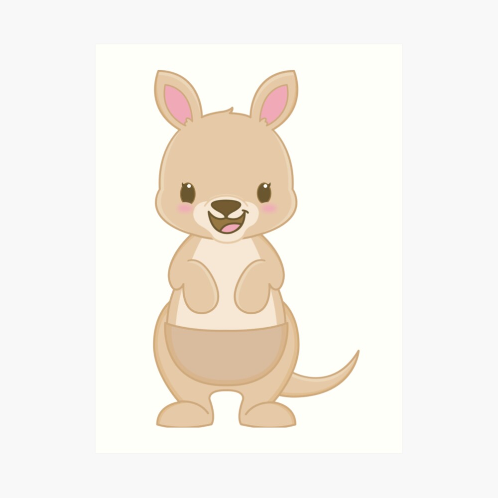 "Cute Kawaii Kangaroo" Art Print by billiekeeses Redbubble