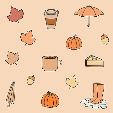 Pack of cute fall doodles | Art Board Print