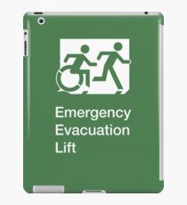 Emergency Evacuation Lift Sign, Right Hand, with the Accessible Means of Egress Icon and Running Man, part of the Accessible Exit Sign Project iPad Case/Skin
